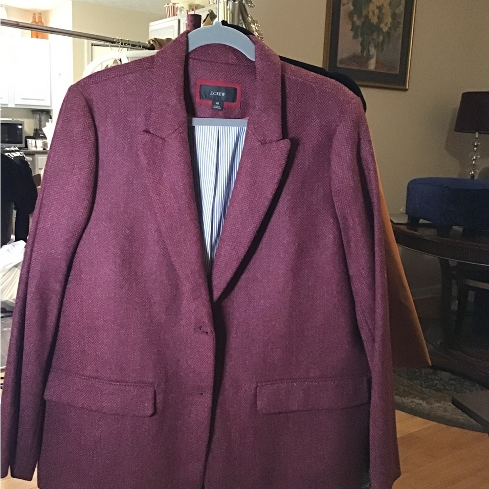J. Crew Women’s Burgundy Sport Coat Classic Tailored Wool-Blend Size 18
